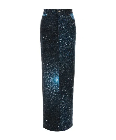 GIUSEPPE DI MORABITO GALAXY-PRINT DENIM MAXI SKIRT