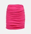 Giuseppe Di Morabito Gathered Cotton-blend Miniskirt In Fuchsia