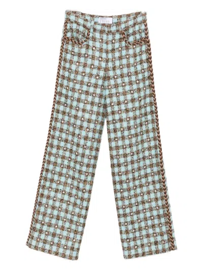 Giuseppe Di Morabito Gingham-check Braided-trimmed Trousers In Blue