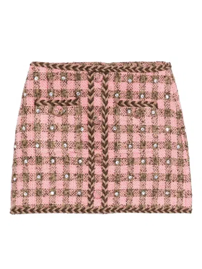 Giuseppe Di Morabito Gingham Crystal-embellished Mini Skirt In Multi