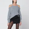 Giuseppe Di Morabito Cold Shoulder Sweater Featuring Crystal Embellishments In Gray