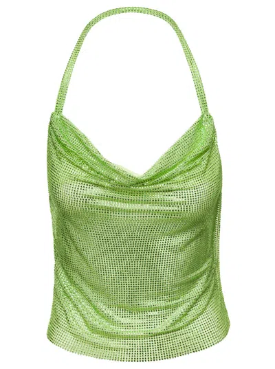 Giuseppe Di Morabito Green Halterneck Top With Crystals Open Back Polyamide Woman In Multicolor