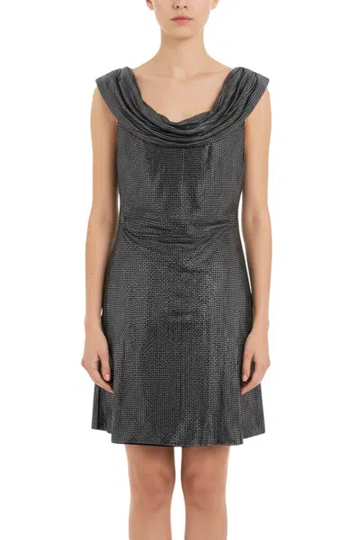 Giuseppe Di Morabito Grey Embellished Cowl Neck Mini Dress In Black