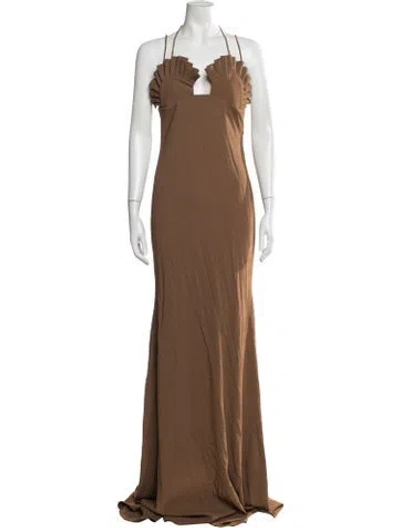 Pre-owned Giuseppe Di Morabito Halterneck Long Dress W/ Tags In Brown