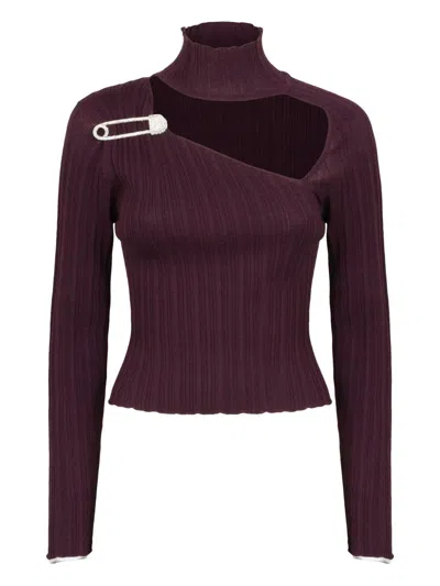 GIUSEPPE DI MORABITO HIGH NECK TOP WITH CUT-OUT