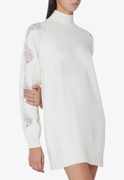 Giuseppe Di Morabito High-neck Wool And Cashmere Mini Dress In White