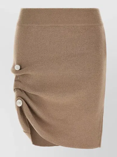 Giuseppe Di Morabito High Waist Ruched Skirt Jewel Pin In Neutral