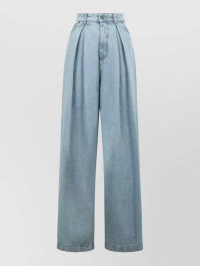 Giuseppe Di Morabito Wide-leg High-waist Pleated Jeans In Lightweight Denim In Blue