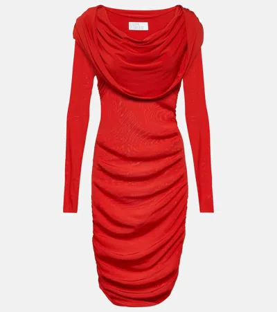 Giuseppe Di Morabito Hooded Jersey Minidress In Red