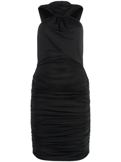 Giuseppe Di Morabito Draped Dress With Gathered Sides And Hooded Design In Black