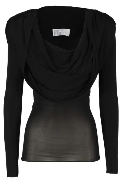 Giuseppe Di Morabito Hooded Sweater With Overlapping Fabric Detail In Black