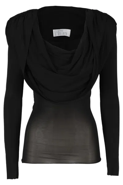 GIUSEPPE DI MORABITO GIUSEPPE DI MORABITO HOODED SWEATER WITH OVERLAPPING FABRIC DETAIL