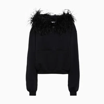 Giuseppe Di Morabito Hooded Sweatshirt With Feathers In Black