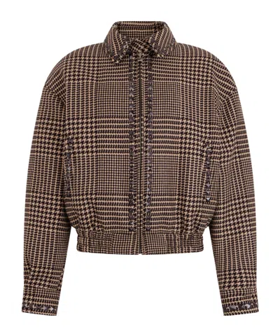 Giuseppe Di Morabito Houndstooth Zip Short Jacket In Brown