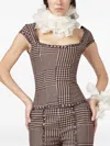 Giuseppe Di Morabito Houndstooth-pattern Stud-embellished Top In Brown