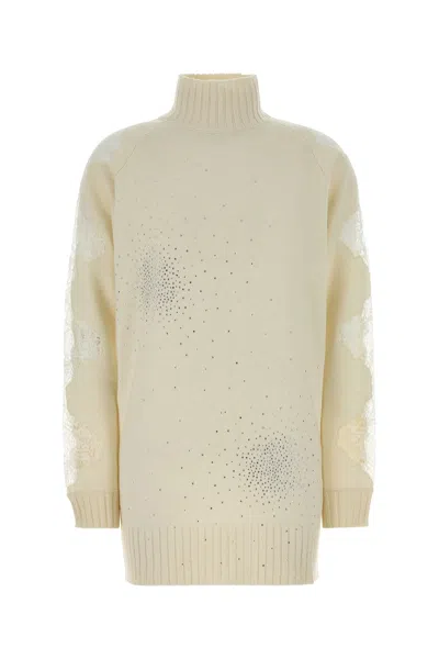 Giuseppe Di Morabito Ivory Wool Blend Viscose Sweater Dress In Neutral