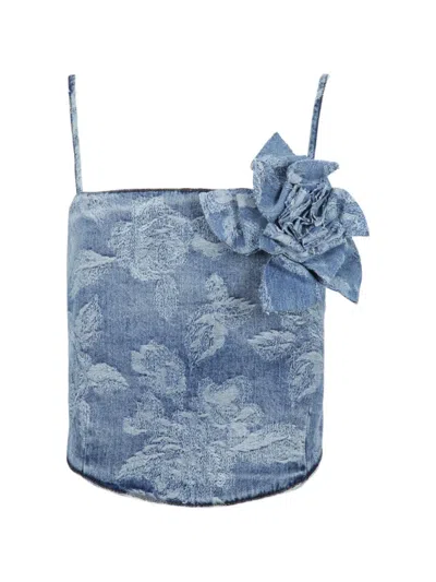 Giuseppe Di Morabito Jeansoberteil Aus Blumenjacquard In Blue