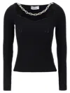 Giuseppe Di Morabito Square Neck Chain Detail Fitted Sweater In Black