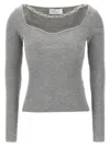 Giuseppe Di Morabito Square Neck Chain Detail Fitted Sweater