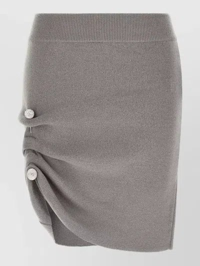 Giuseppe Di Morabito Jewel Pin Skirt Fitted Ruched Buttons In Gray