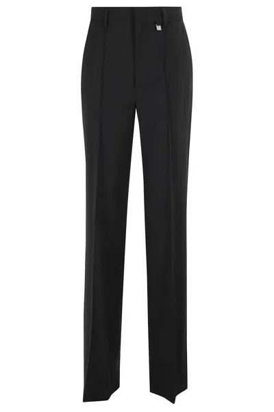 Giuseppe Di Morabito Knee-length Wool Coat With Wide Lapel In Black
