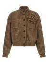 Giuseppe Di Morabito Knitted Flower-embellished Jacket In Brown