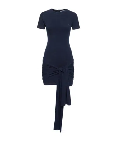 Giuseppe Di Morabito Knitted Ruffled Mini Dress In Blue
