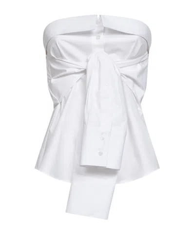 Giuseppe Di Morabito White Poplin Bustier Top With Tied Sleeves