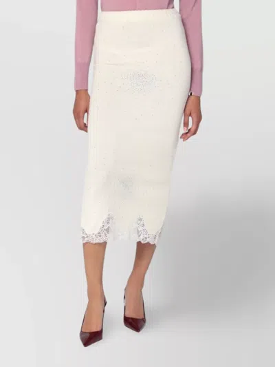 GIUSEPPE DI MORABITO LACE AND RHINESTONE EMBELLISHED MIDI SKIRT
