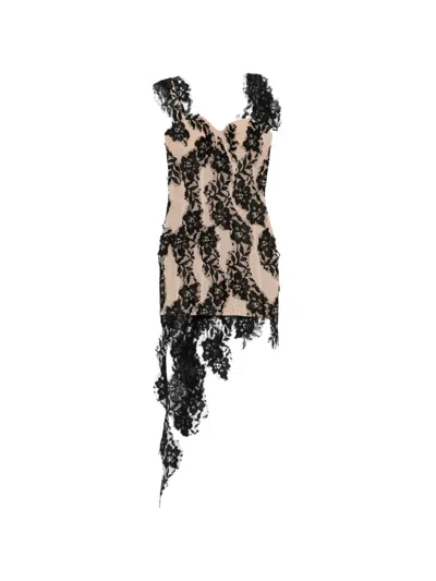 Giuseppe Di Morabito Lace Asymmetric Mini Dress In Neutral