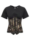 Giuseppe Di Morabito Lace Bodice Insert Top In Black