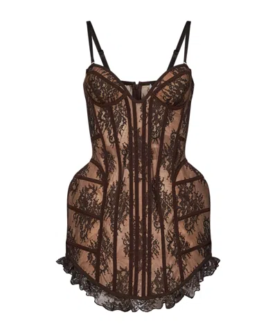 Giuseppe Di Morabito Lace-overlay Ruffled Mini Dress In Black