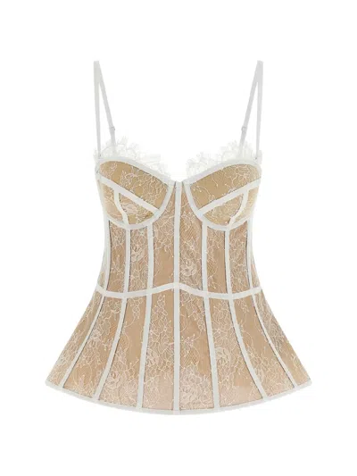Giuseppe Di Morabito Structured Lace Bustier Top With Flared Silhouette In Animal Print