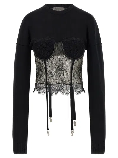Giuseppe Di Morabito Lace Insert Sweater Sweaters And Cardigans Black
