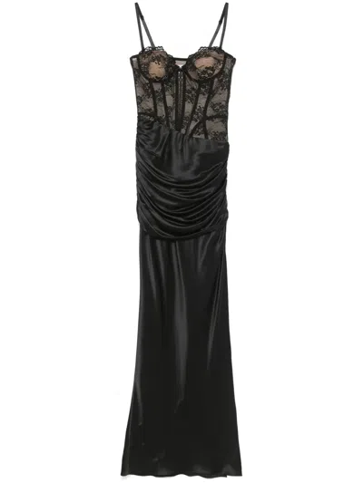 Giuseppe Di Morabito Lace-panel Satin Gown In Schwarz
