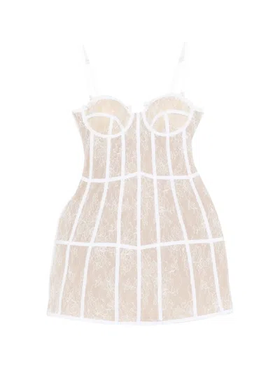 Giuseppe Di Morabito Lace Panelled Mini Dress In White