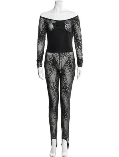 Pre-owned Giuseppe Di Morabito Lace Pattern Off-the-shoulder Jumpsuit W/ Tags In Black