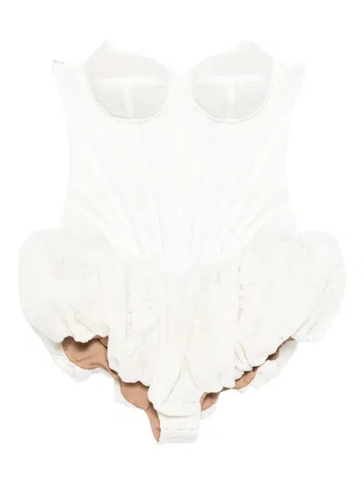 Giuseppe Di Morabito Lace Ruffled Dress In White