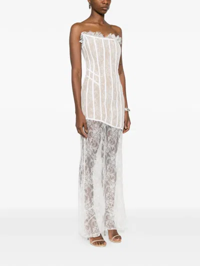 Giuseppe Di Morabito Lace Ruffled Maxi Dress In White