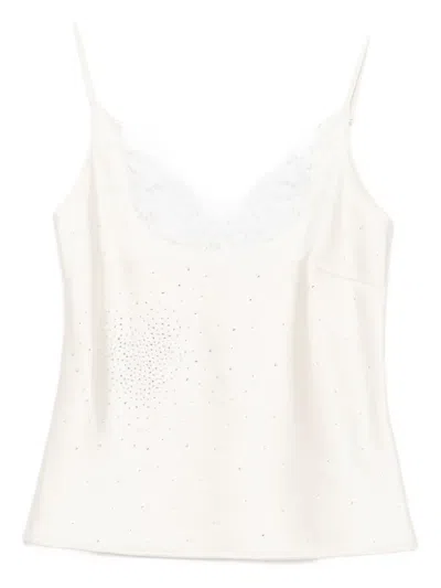 Giuseppe Di Morabito Lace-trimmed Embellished Top In Neutral