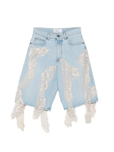 Giuseppe Di Morabito Lace-detail Belt-loop Shorts In Blue