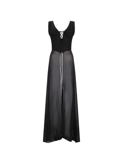 Giuseppe Di Morabito Lace-fastening Sleeveless Top In Black