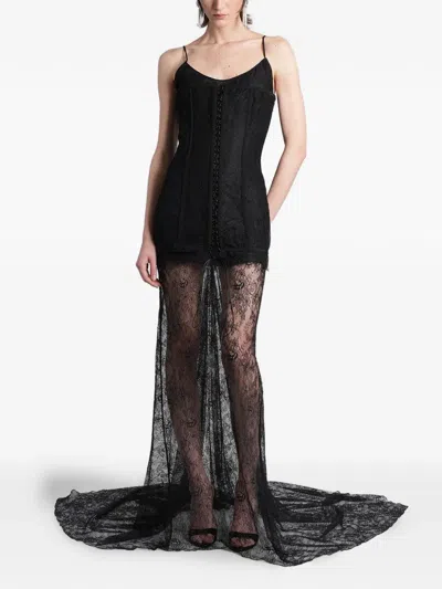 Giuseppe Di Morabito Lace-overlay Corset Maxi Dress In Black