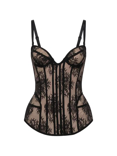 Giuseppe Di Morabito Lace-overlay Corset Top In Black