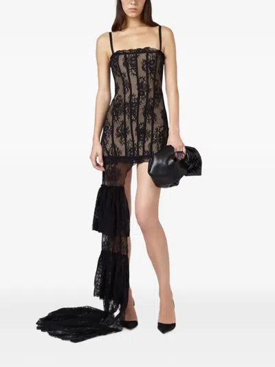 Giuseppe Di Morabito Lace-overlay Corset-style Mini Dress In Black