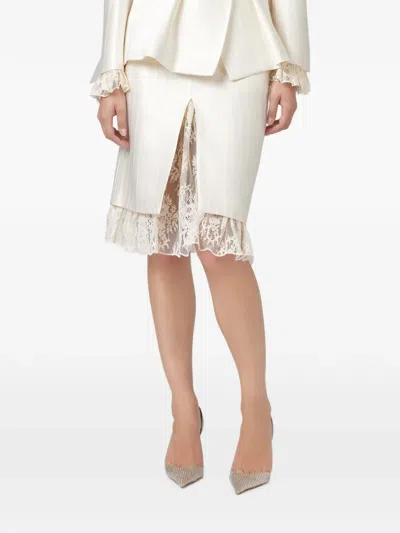 Giuseppe Di Morabito Lace-trim Pinstripe Mini Skirt In Neutral