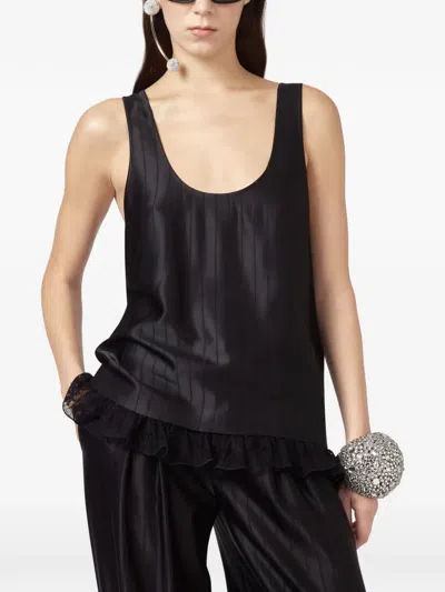 Giuseppe Di Morabito Lace-trim Striped Top In Black