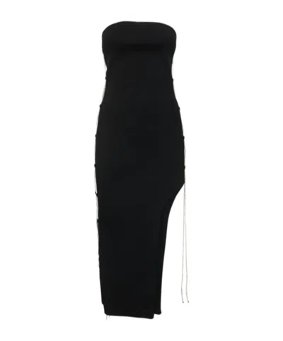 Giuseppe Di Morabito Lace-up Stretch Knit Midi Dress In Black