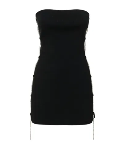 Giuseppe Di Morabito Lace-up Stretch Rib Knit Mini Dress In Black