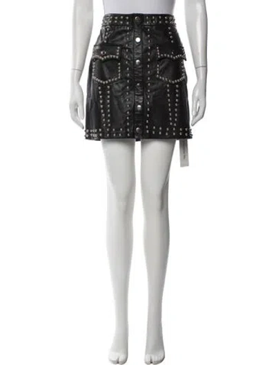 Pre-owned Giuseppe Di Morabito Lamb Leather Mini Skirt In Black